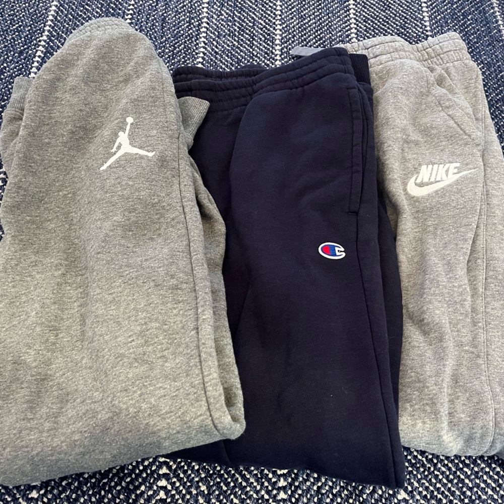 2 Nike & 1 Champion Kids Jogger Pants - Navy and Gray